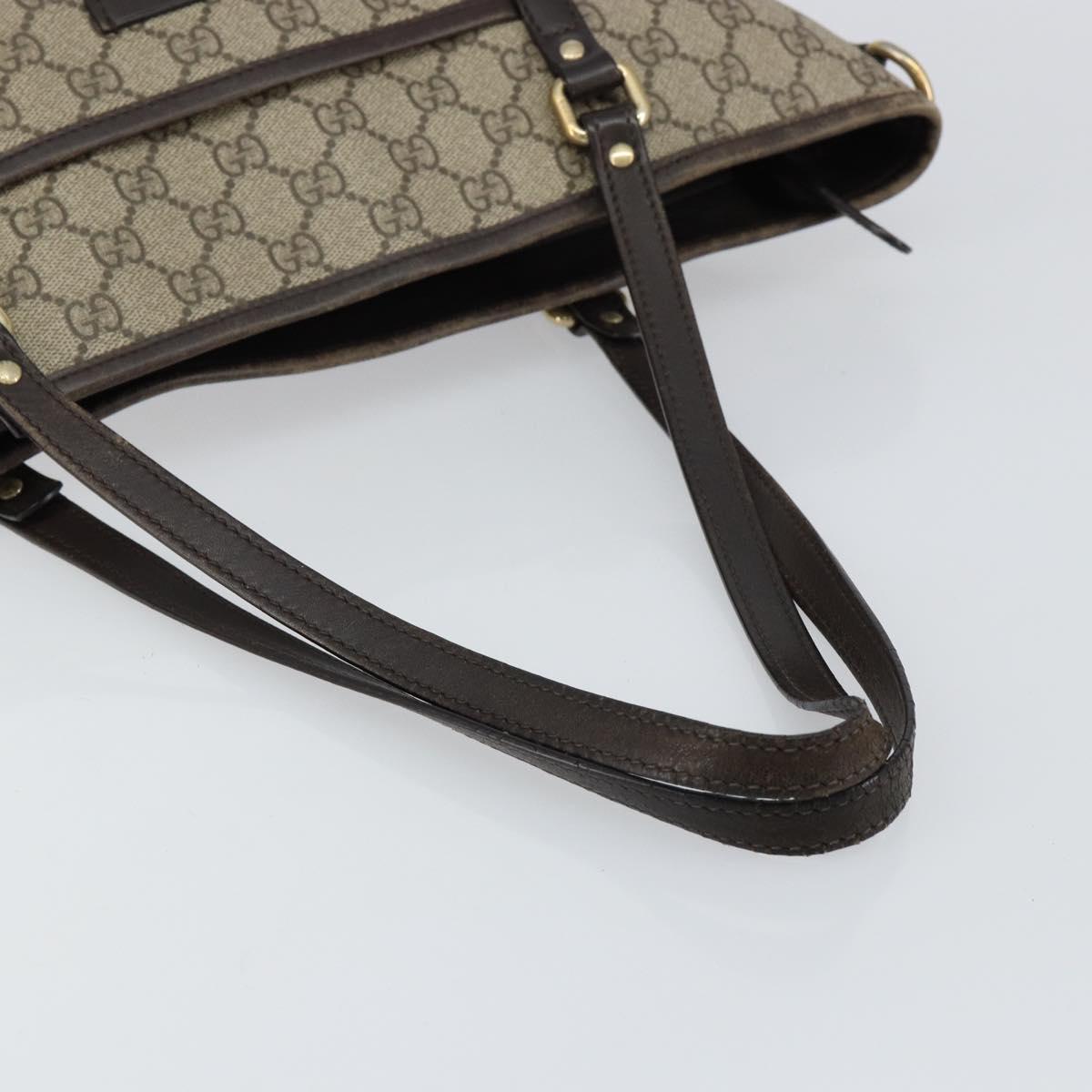 GUCCI GG Supreme Tote Bag PVC Leather outlet Beige Auth ep11035