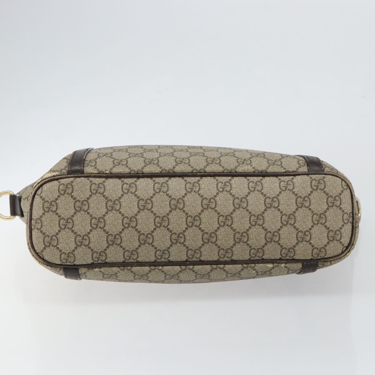 GUCCI GG Supreme Tote Bag PVC Leather outlet Beige Auth ep11035