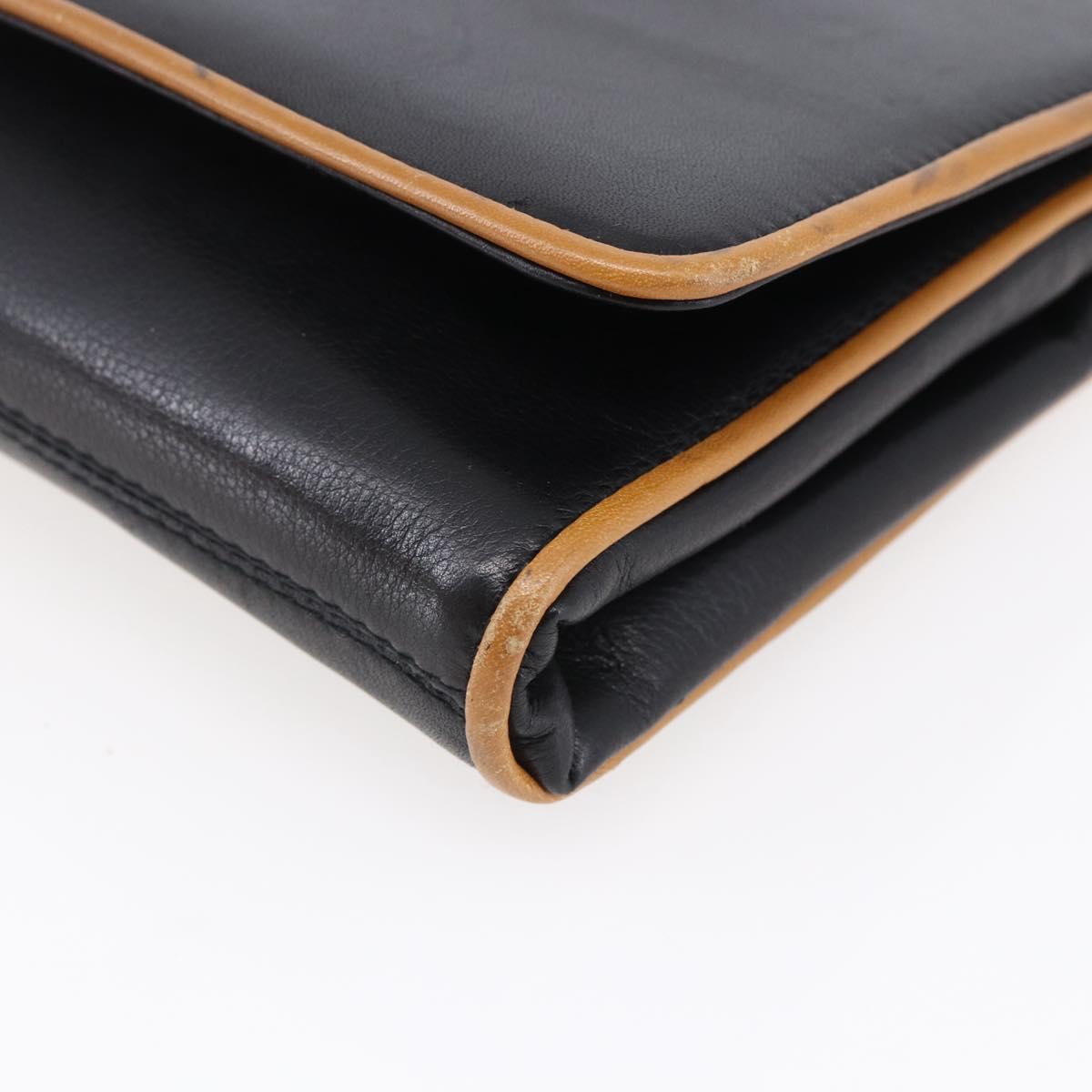 CELINE Shoulder Bag Leather Black Gold Auth ep11037