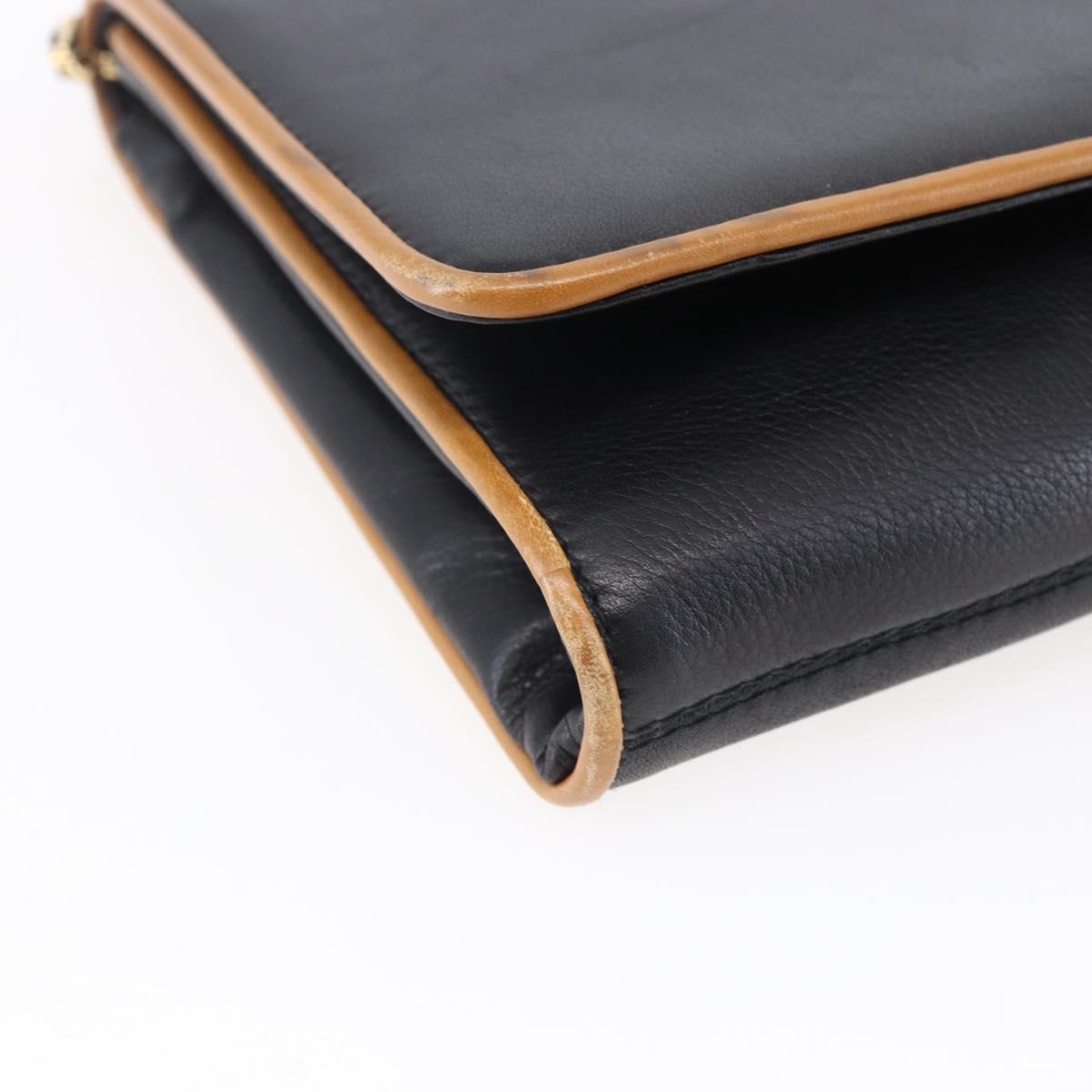 CELINE Shoulder Bag Leather Black Gold Auth ep11037
