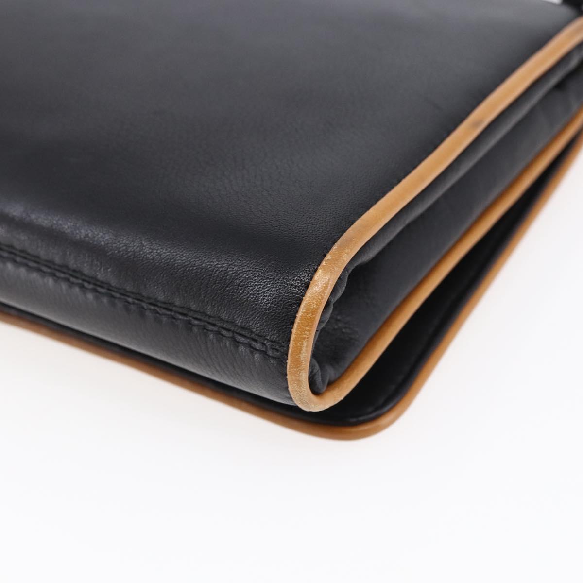 CELINE Shoulder Bag Leather Black Gold Auth ep11037