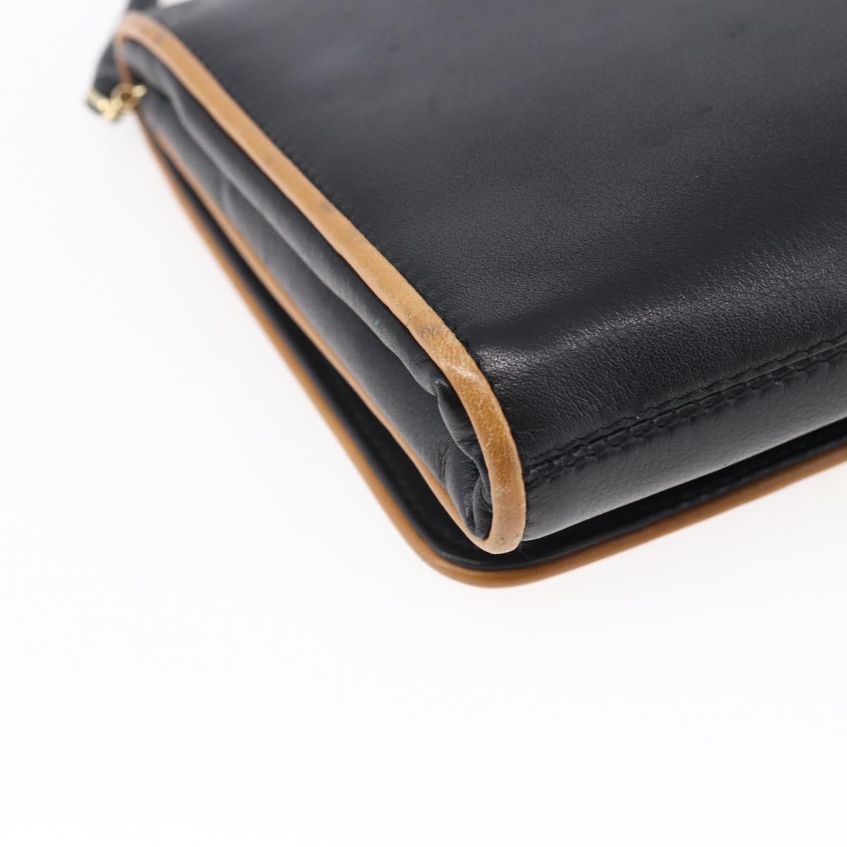 CELINE Shoulder Bag Leather Black Gold Auth ep11037