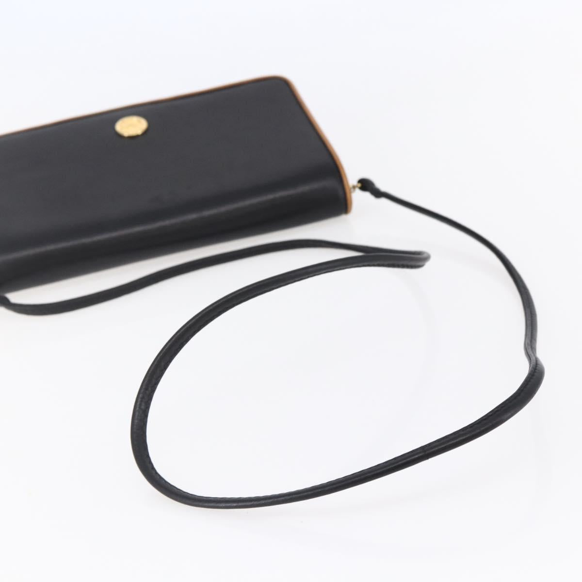 CELINE Shoulder Bag Leather Black Gold Auth ep11037