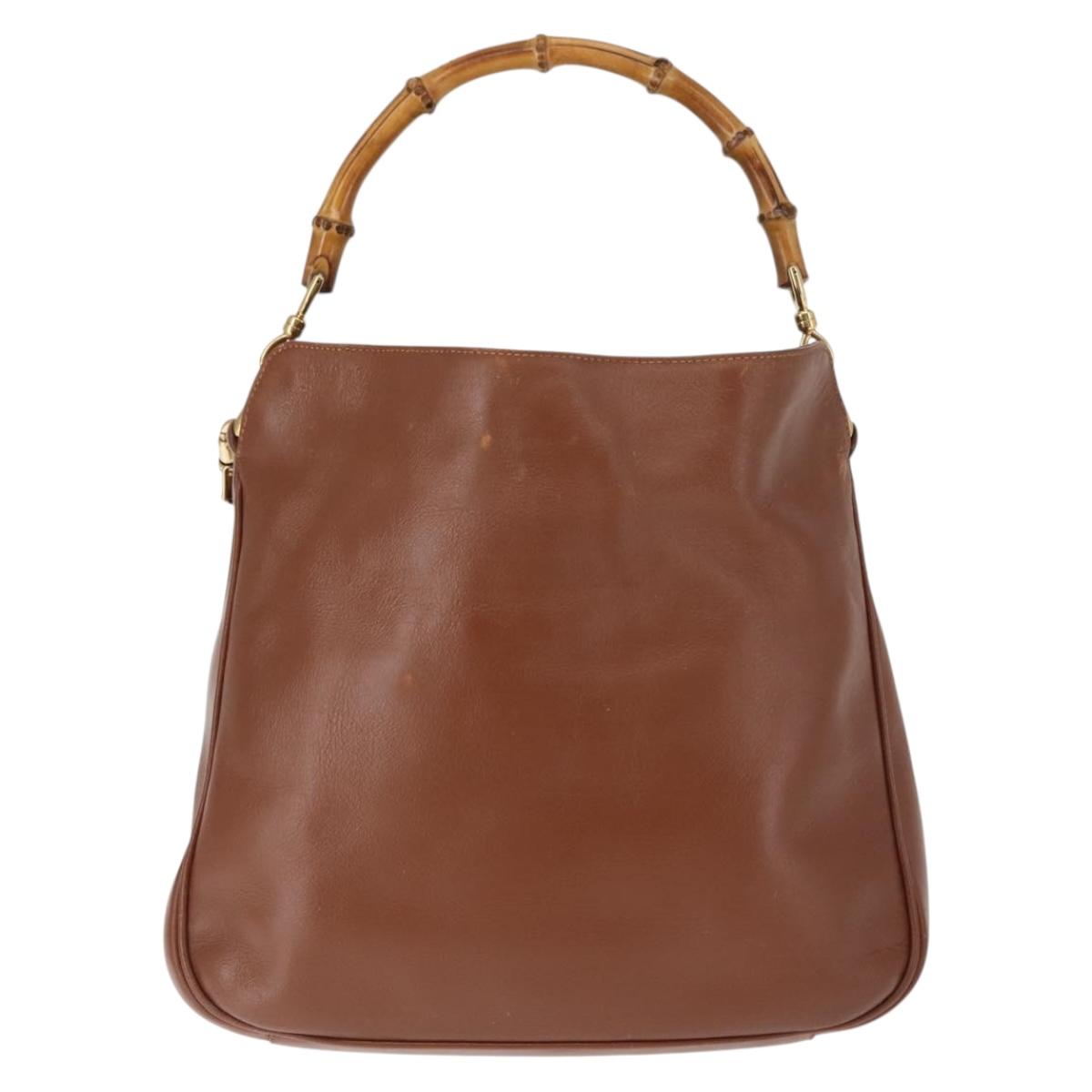 GUCCI Bamboo Hand Bag Leather 2way Brown Auth ep11039