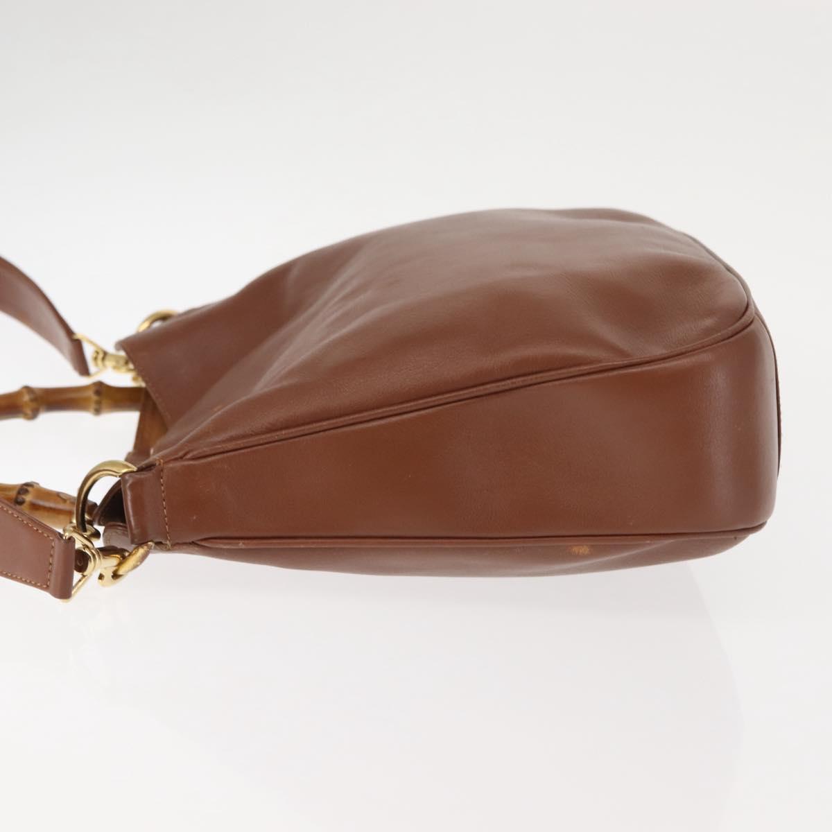 GUCCI Bamboo Hand Bag Leather 2way Brown Auth ep11039