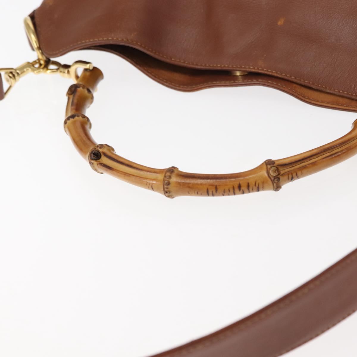 GUCCI Bamboo Hand Bag Leather 2way Brown Auth ep11039