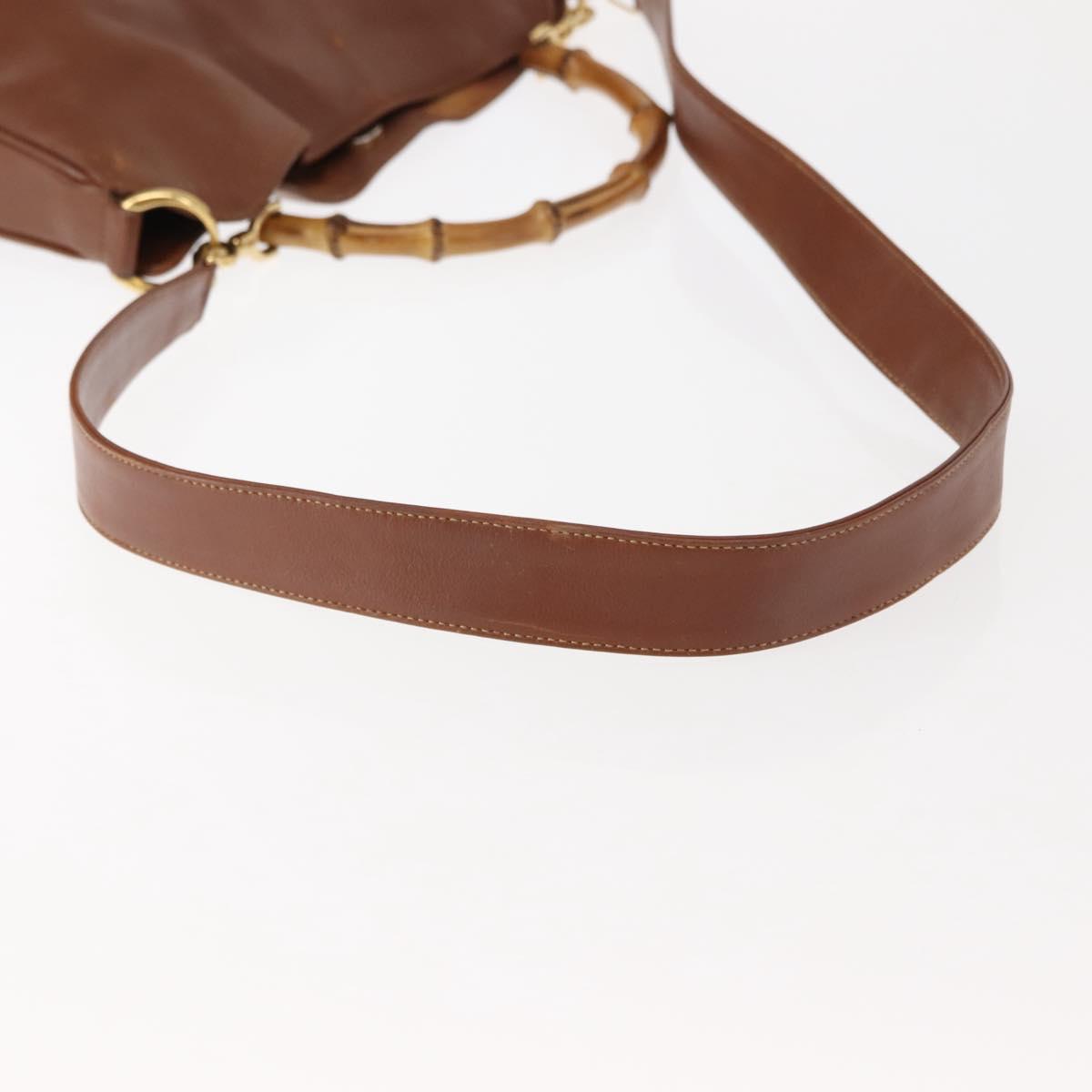 GUCCI Bamboo Hand Bag Leather 2way Brown Auth ep11039