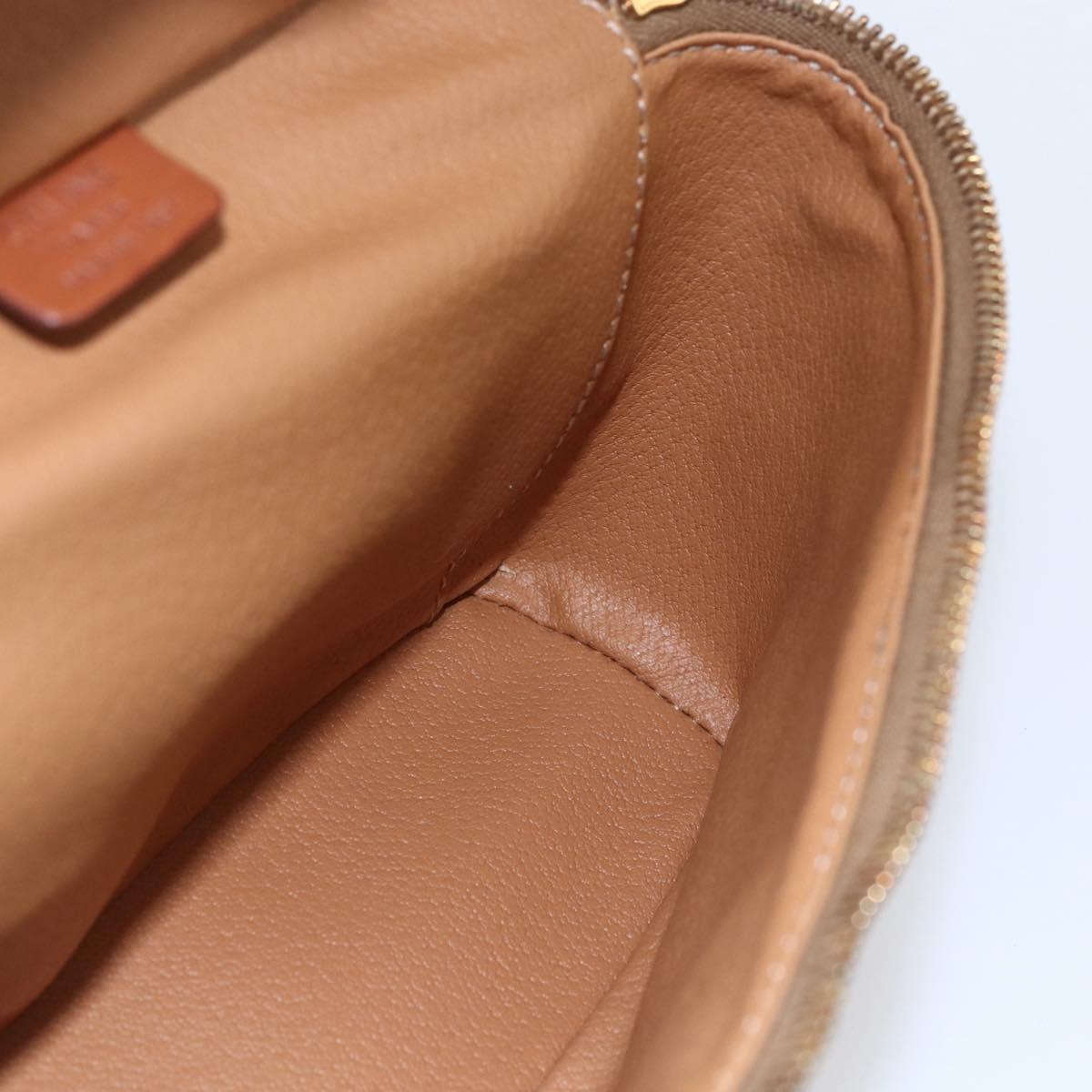 CELINE Macadam Canvas Vanity Pouch PVC Leather Brown Gold Auth ep11040