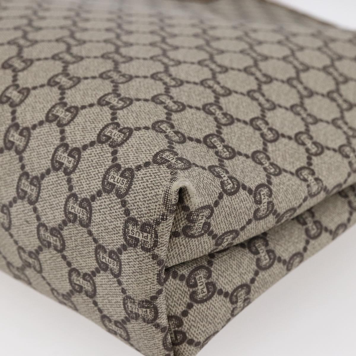 GUCCI GG Plus Supreme Web Sherry Line Tote Bag PVC Beige Gold Auth ep11042