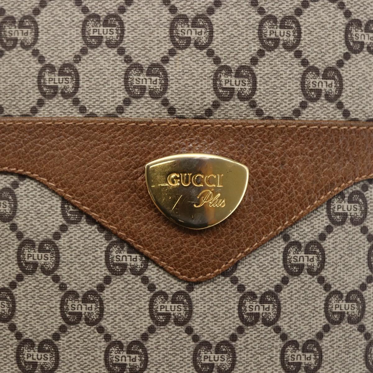 GUCCI GG Plus Supreme Web Sherry Line Tote Bag PVC Beige Gold Auth ep11042