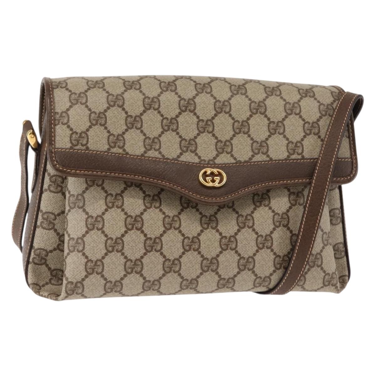 GUCCI GG Supreme Shoulder Bag PVC Leather Beige Auth ep11044