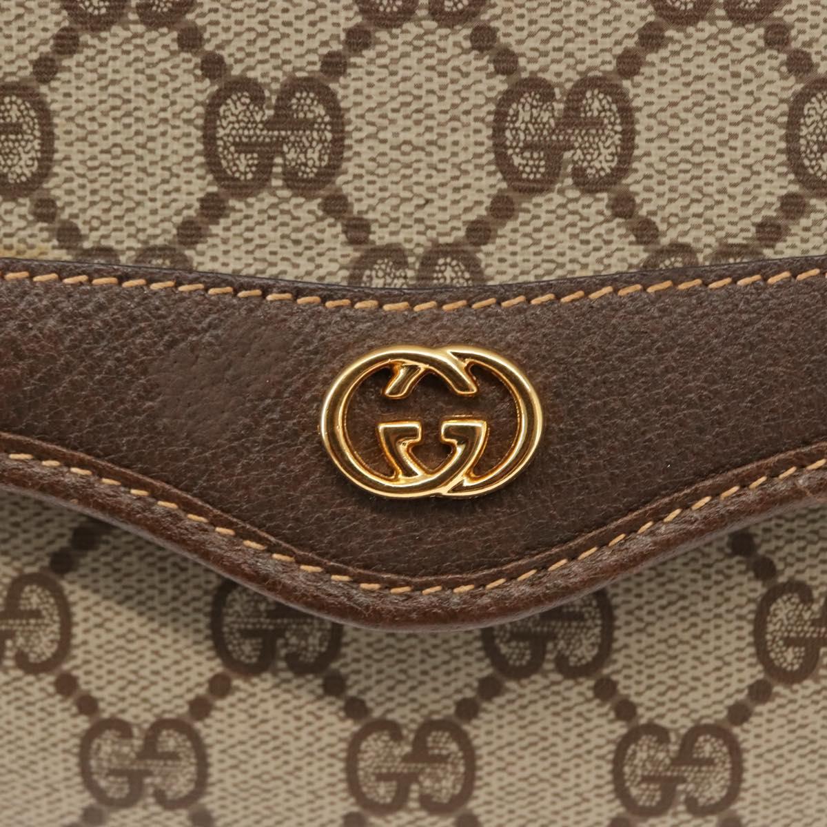 GUCCI GG Supreme Shoulder Bag PVC Leather Beige Auth ep11044