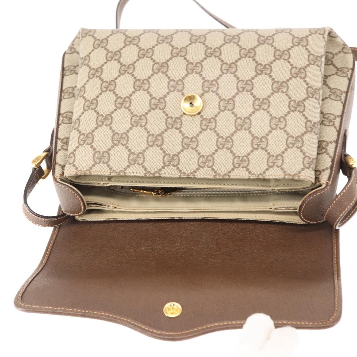 GUCCI GG Supreme Shoulder Bag PVC Leather Beige Auth ep11044