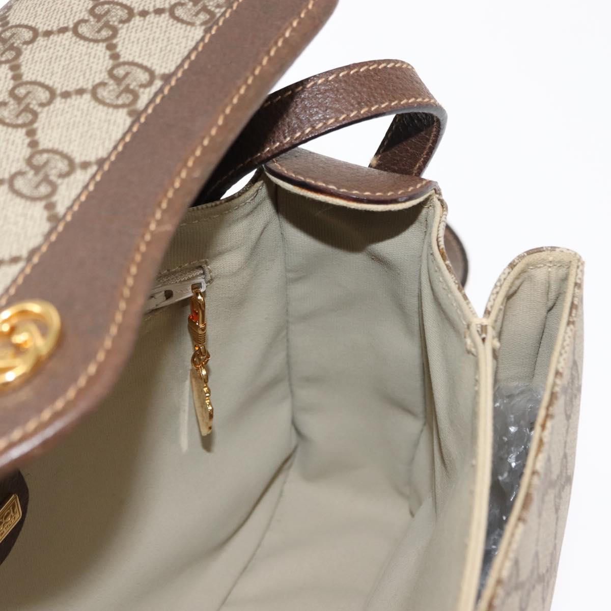GUCCI GG Supreme Shoulder Bag PVC Leather Beige Auth ep11044