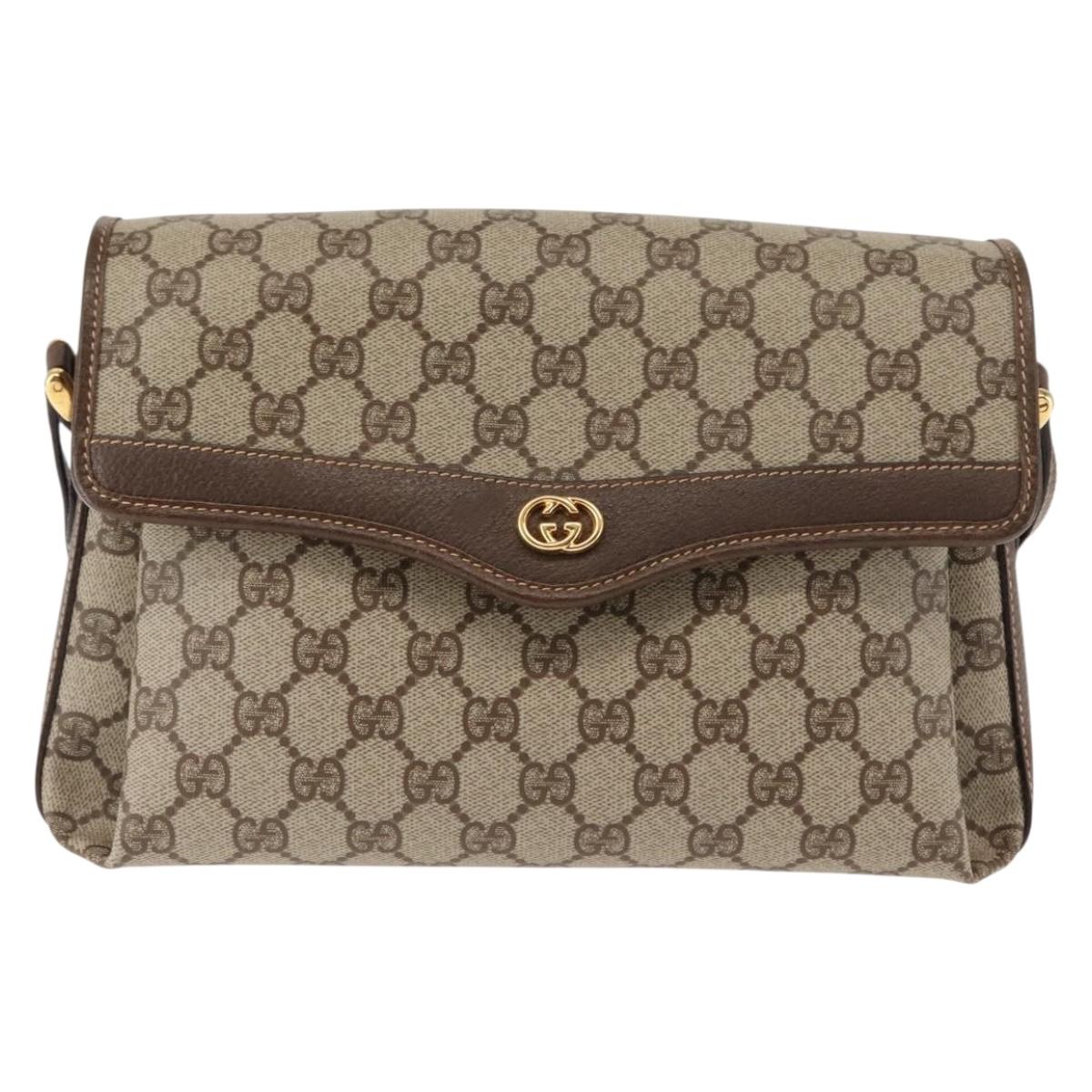 GUCCI GG Supreme Shoulder Bag PVC Leather Beige Auth ep11044