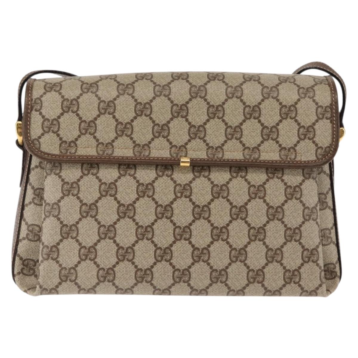 GUCCI GG Supreme Shoulder Bag PVC Leather Beige Auth ep11044