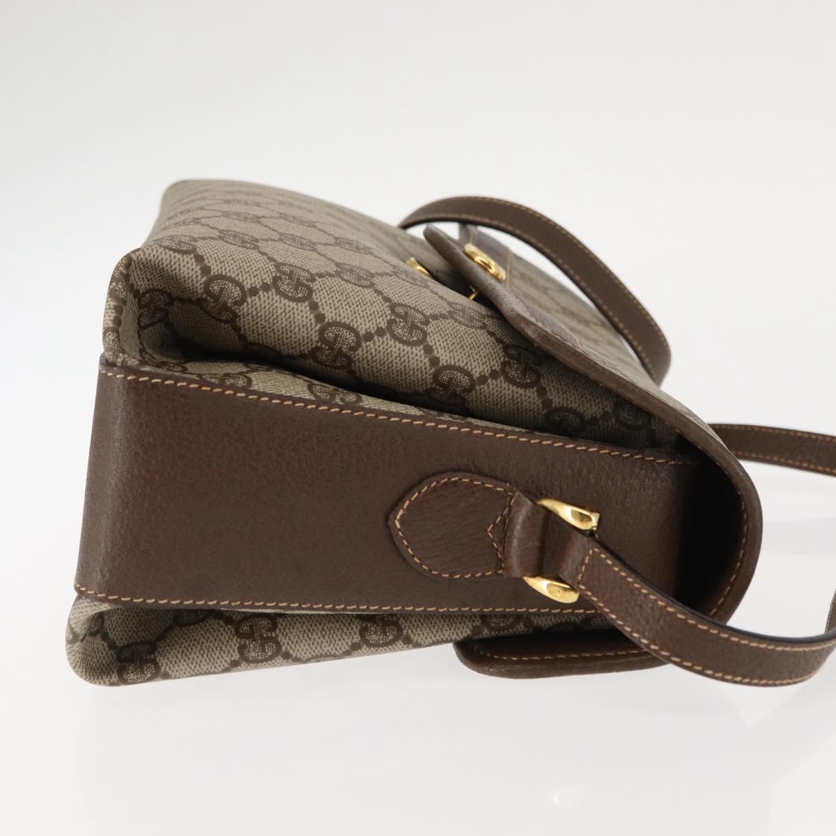 GUCCI GG Supreme Shoulder Bag PVC Leather Beige Auth ep11044