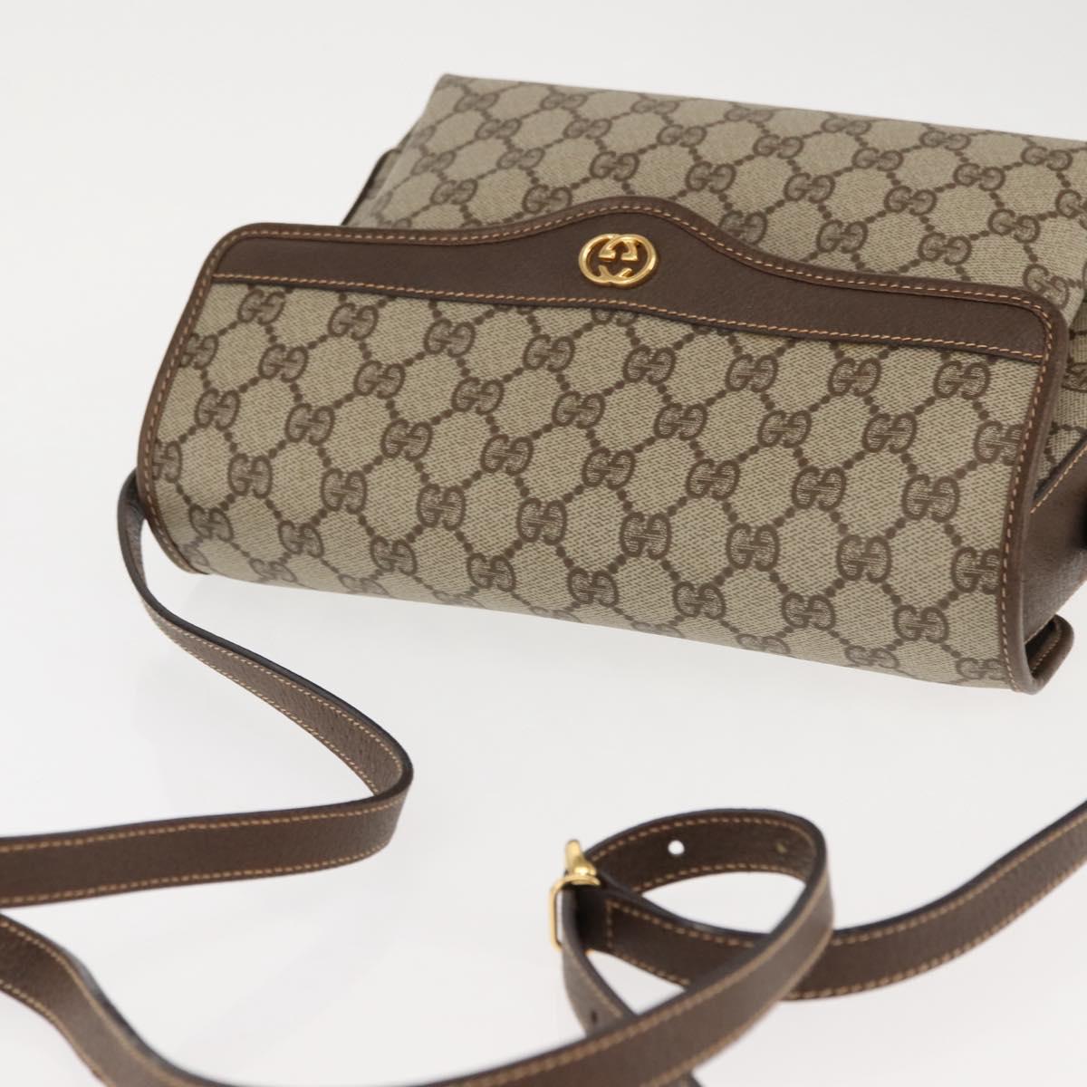 GUCCI GG Supreme Shoulder Bag PVC Leather Beige Auth ep11044