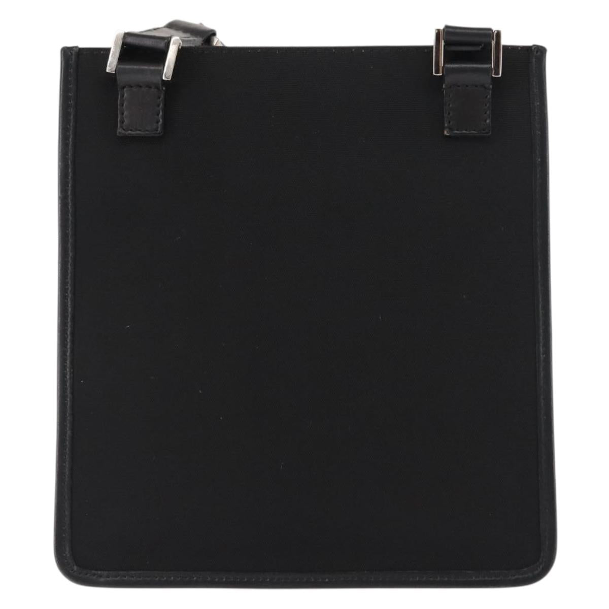 GUCCI Shoulder Bag Canvas Leather Black Auth ep11047