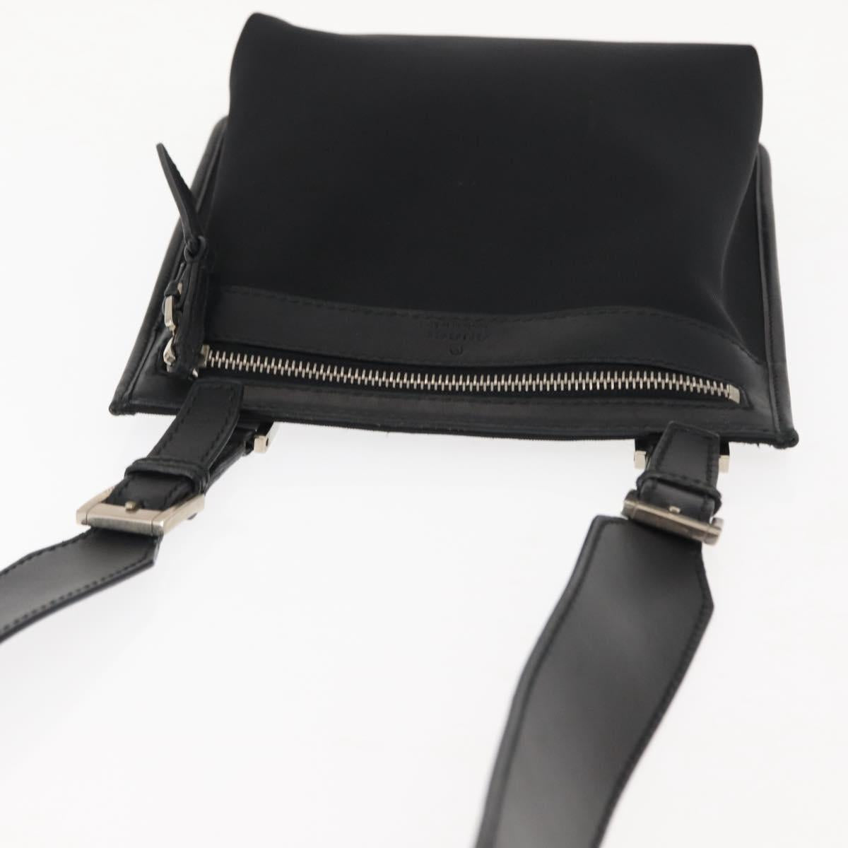 GUCCI Shoulder Bag Canvas Leather Black Auth ep11047