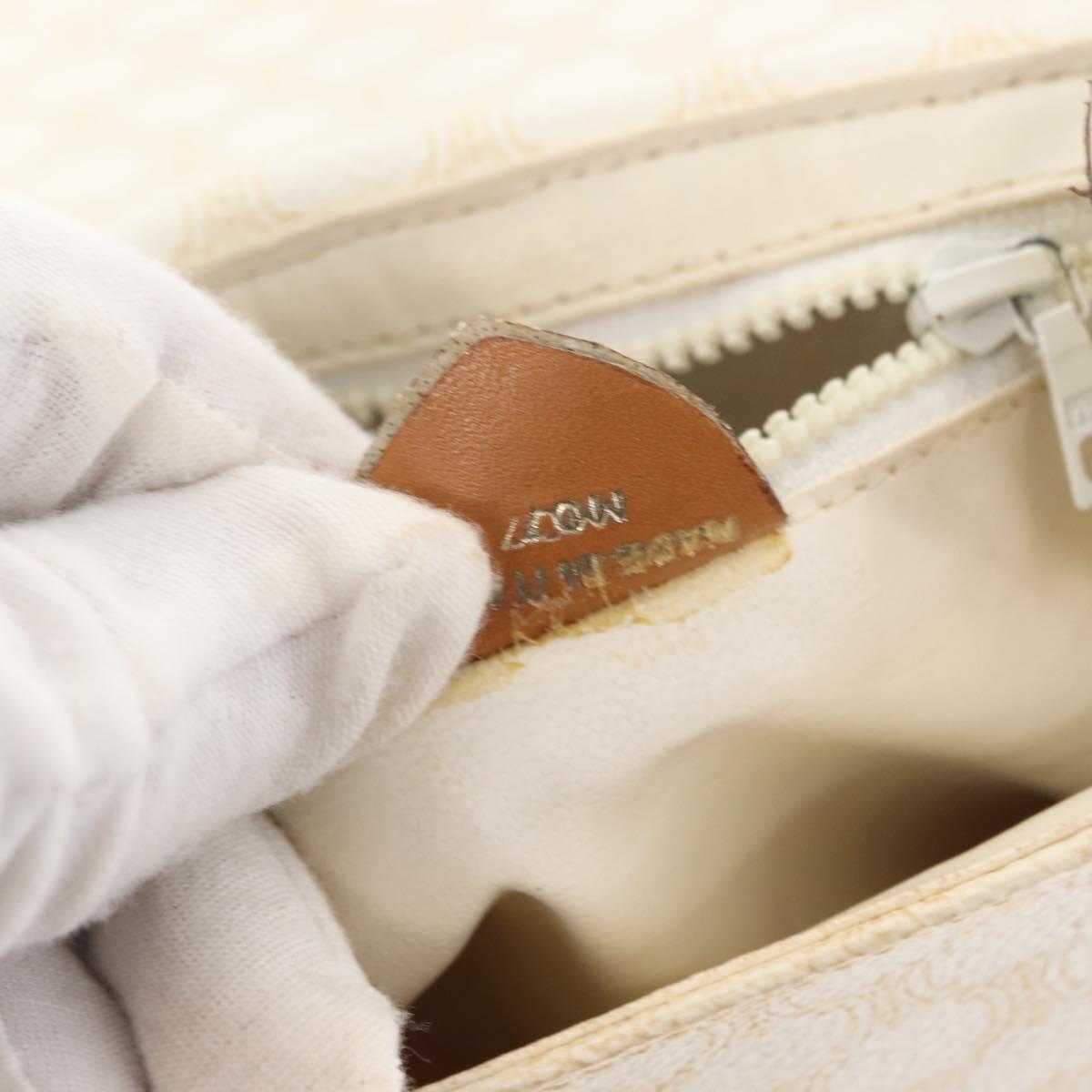 CELINE Macadam Canvas Shoulder Bag PVC Leather White Gold Auth ep11048