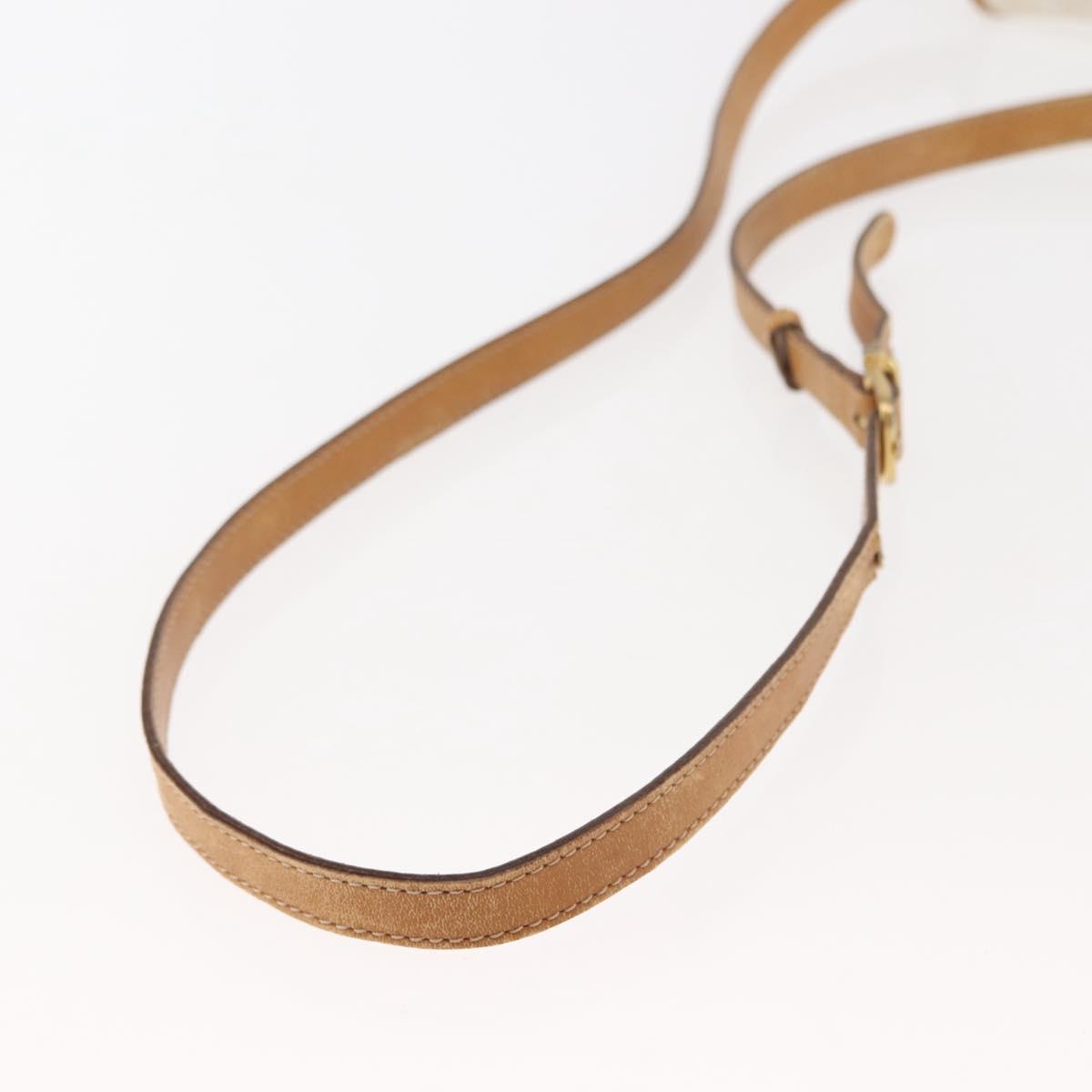 CELINE Macadam Canvas Shoulder Bag PVC Leather White Gold Auth ep11048