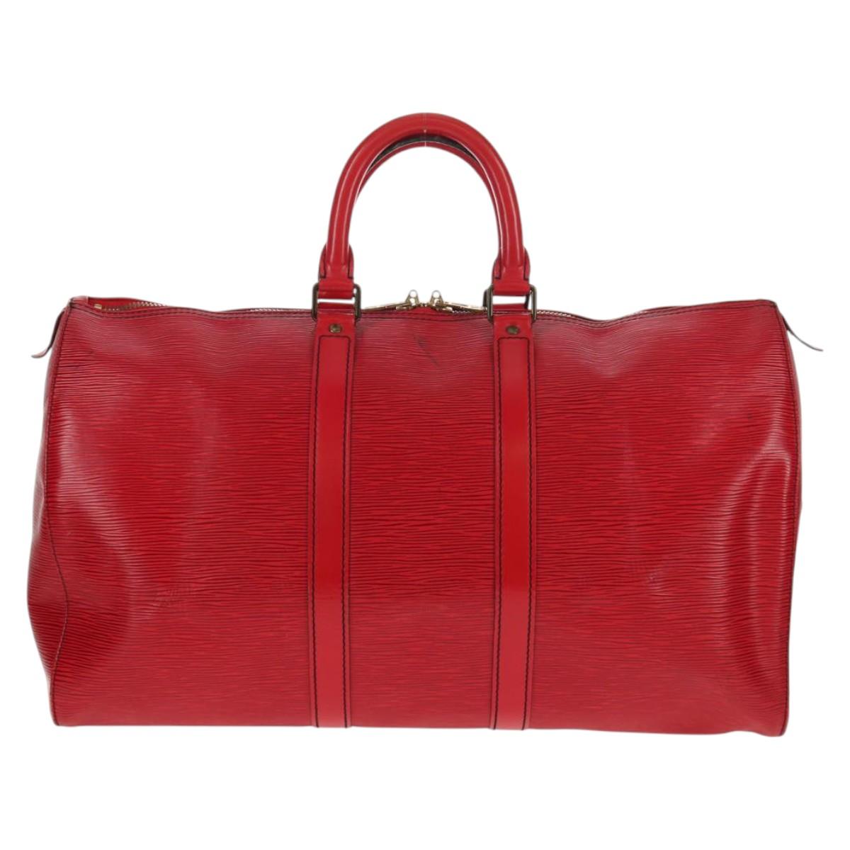 LOUIS VUITTON Epi Keepall 45 Boston Bag Red M42977 LV Auth ep11050