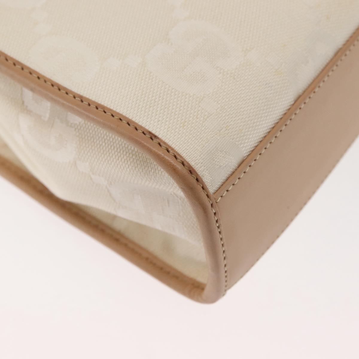 GUCCI GG Canvas Jackie Hand Bag Canvas Leather White Beige Auth ep11053