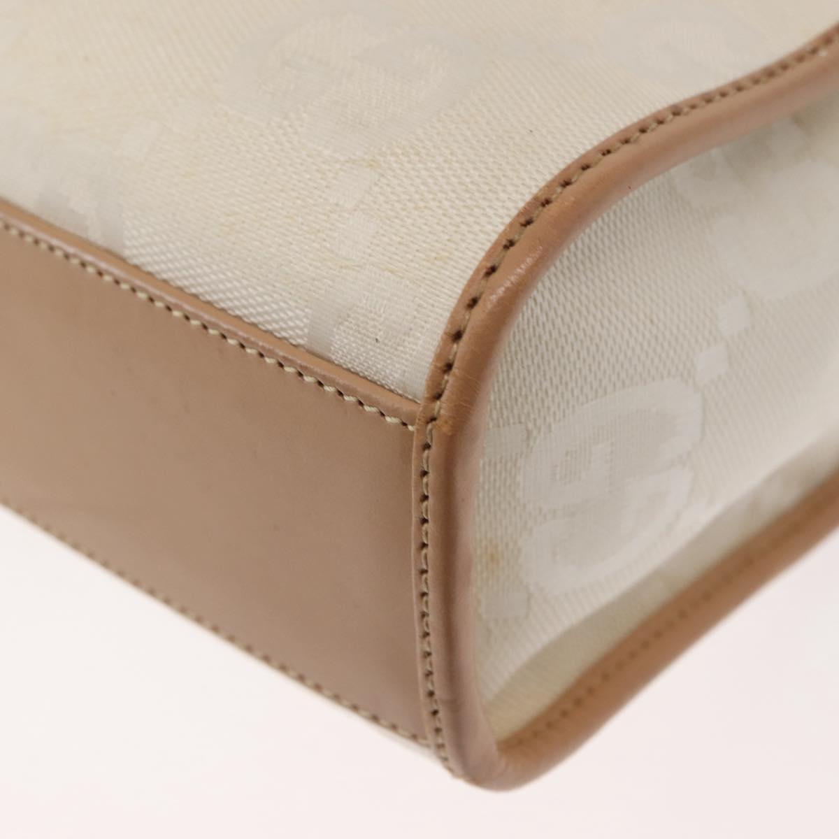 GUCCI GG Canvas Jackie Hand Bag Canvas Leather White Beige Auth ep11053
