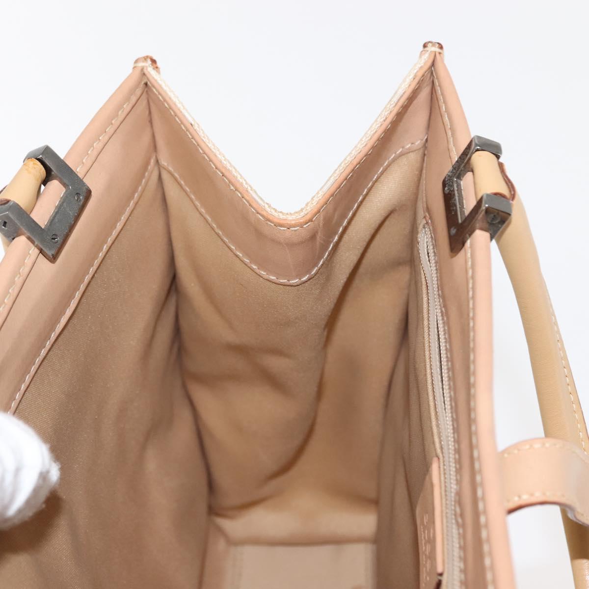 GUCCI GG Canvas Jackie Hand Bag Canvas Leather White Beige Auth ep11053