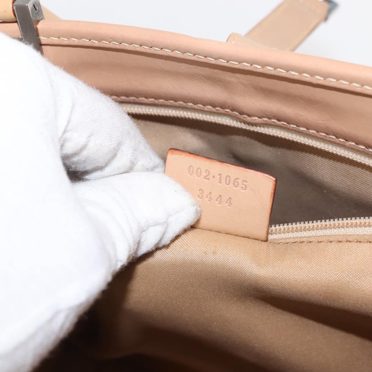 GUCCI GG Canvas Jackie Hand Bag Canvas Leather White Beige Auth ep11053