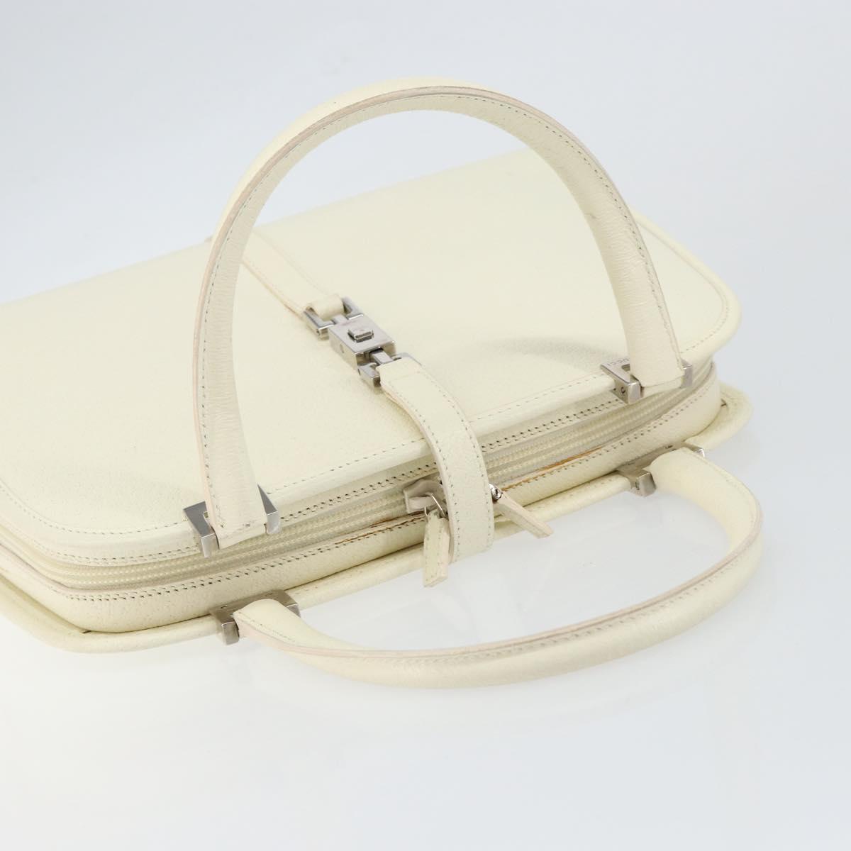 GUCCI Jackie Hand Bag Leather White Auth ep11054