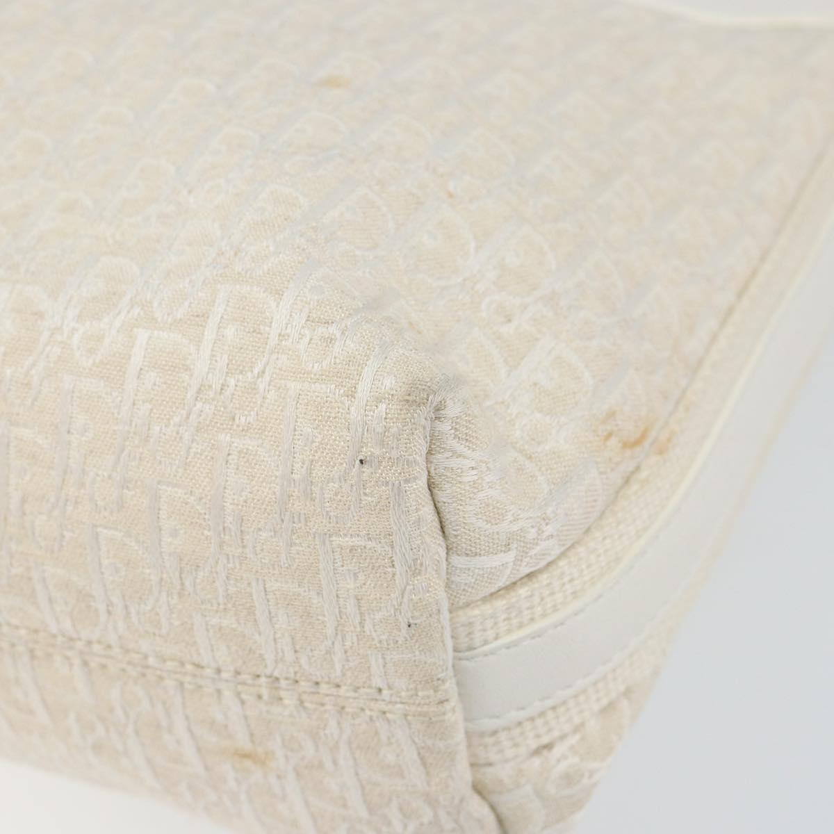 Christian Dior Trotter Canvas Shoulder Bag White Gold Auth ep11056