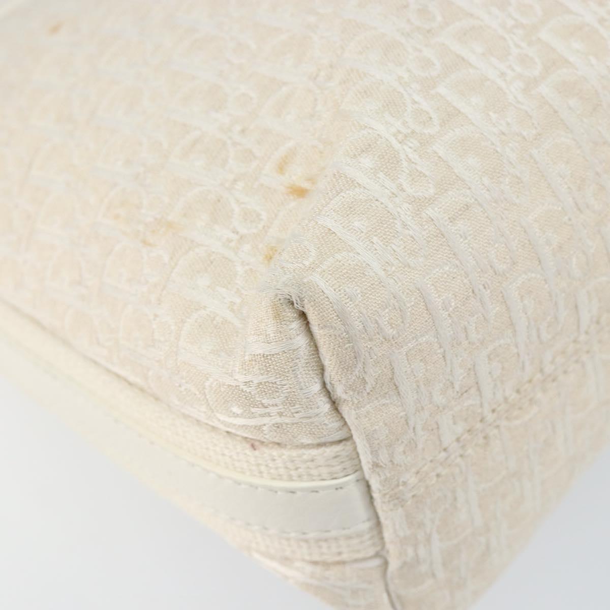 Christian Dior Trotter Canvas Shoulder Bag White Gold Auth ep11056