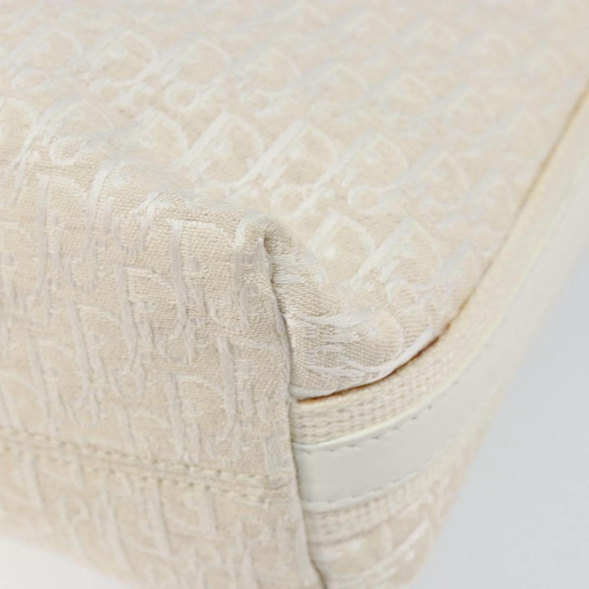 Christian Dior Trotter Canvas Shoulder Bag White Gold Auth ep11056