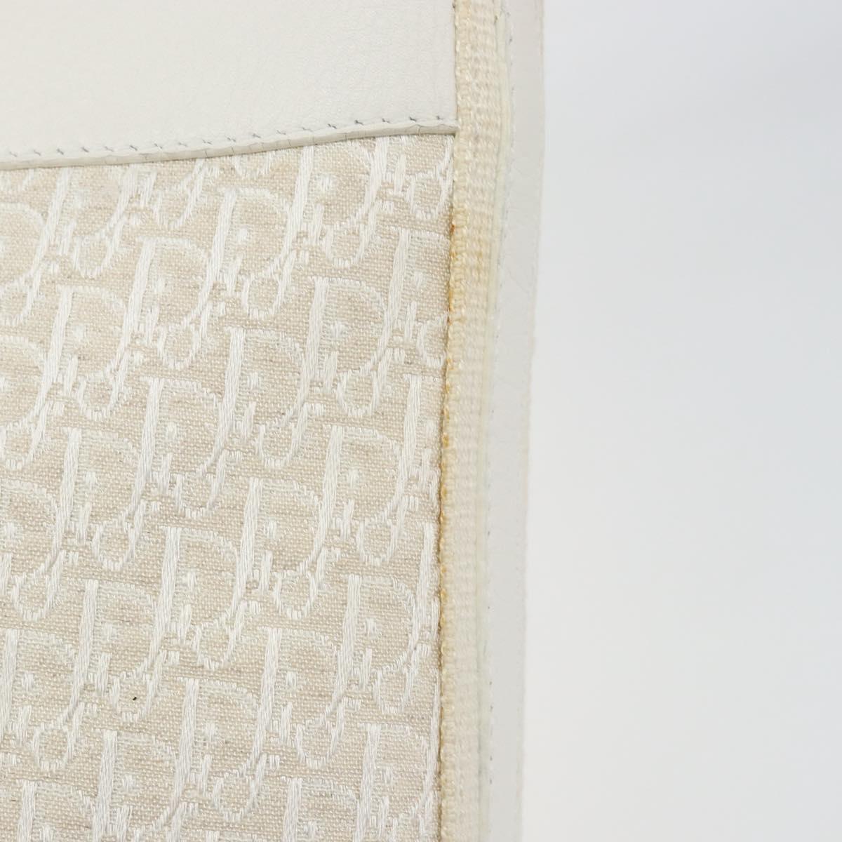 Christian Dior Trotter Canvas Shoulder Bag White Gold Auth ep11056