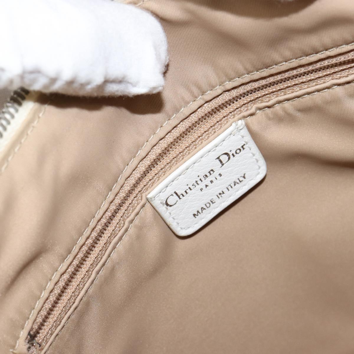 Christian Dior Trotter Canvas Shoulder Bag White Gold Auth ep11056