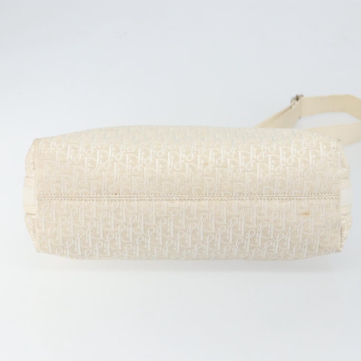 Christian Dior Trotter Canvas Shoulder Bag White Gold Auth ep11056