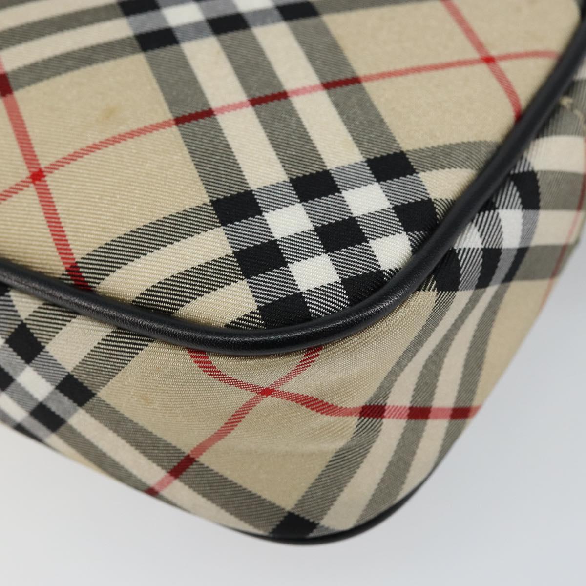 BURBERRY Nova Check Blue Label Hand Bag Nylon Beige Black Auth ep11057