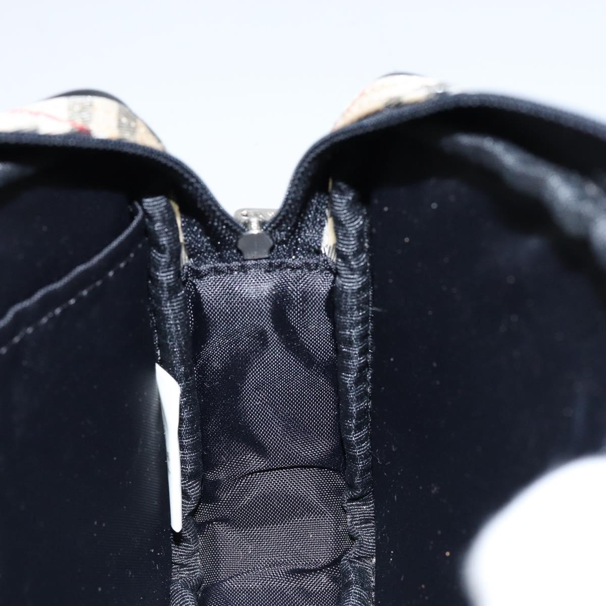 BURBERRY Nova Check Blue Label Hand Bag Nylon Beige Black Auth ep11057