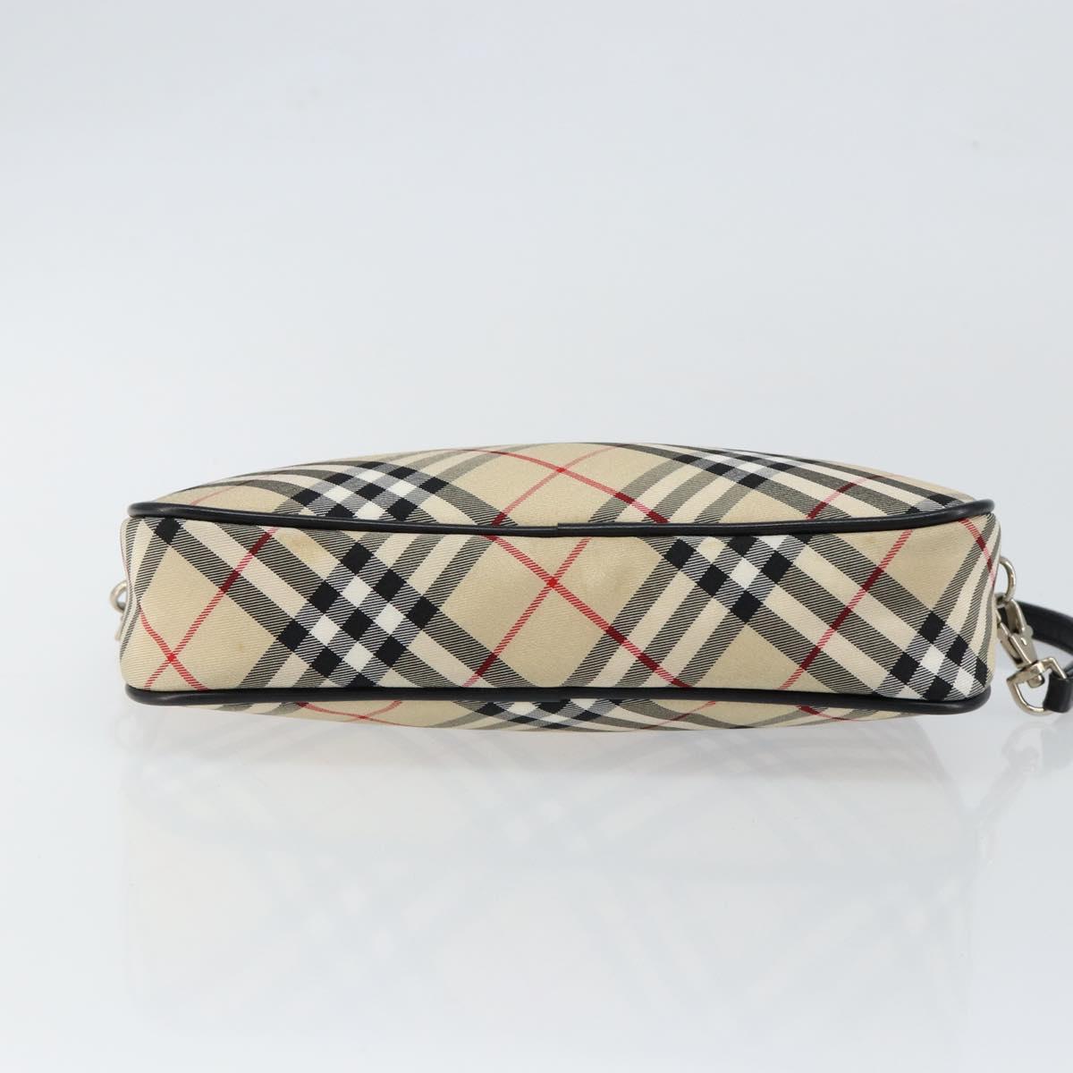 BURBERRY Nova Check Blue Label Hand Bag Nylon Beige Black Auth ep11057