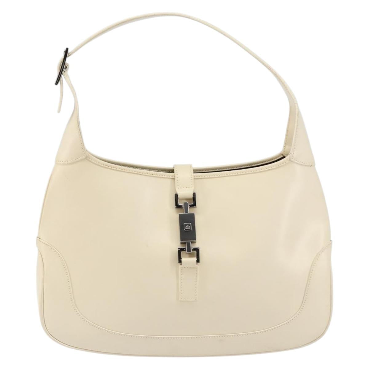 GUCCI Jackie Shoulder Bag Leather White Auth ep11062