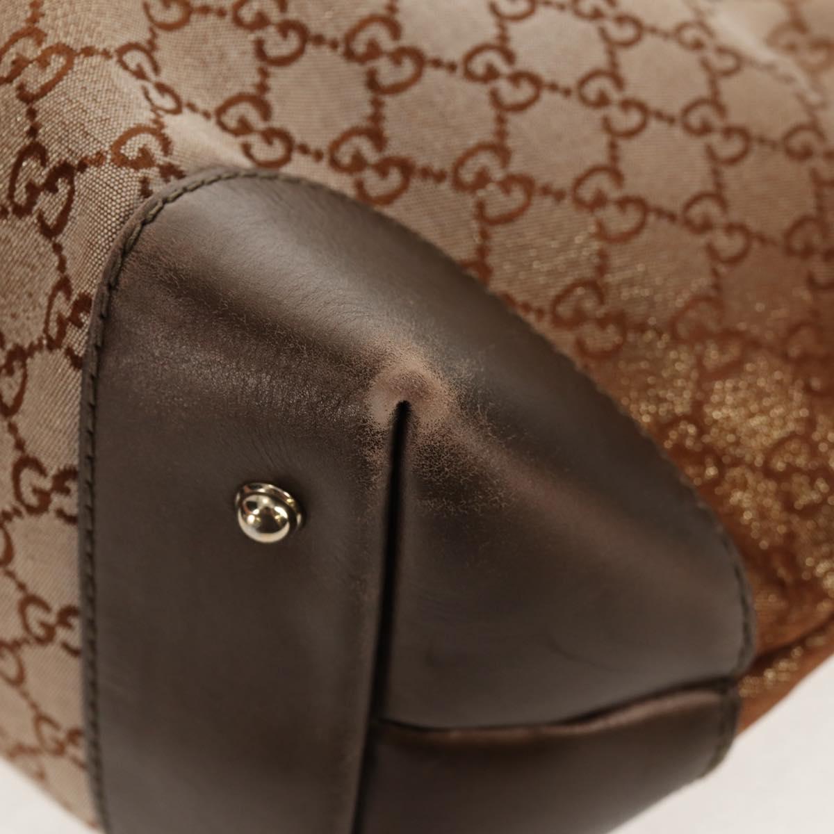 GUCCI GG Canvas Tote Bag Brown Gold Tone Auth ep11063