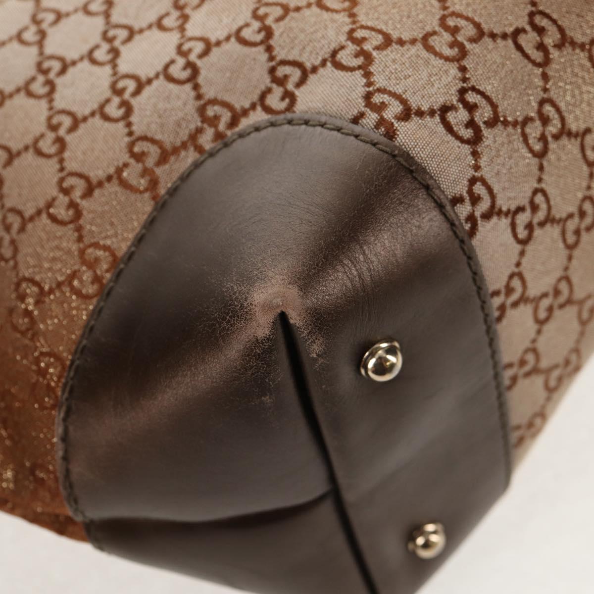 GUCCI GG Canvas Tote Bag Brown Gold Tone Auth ep11063