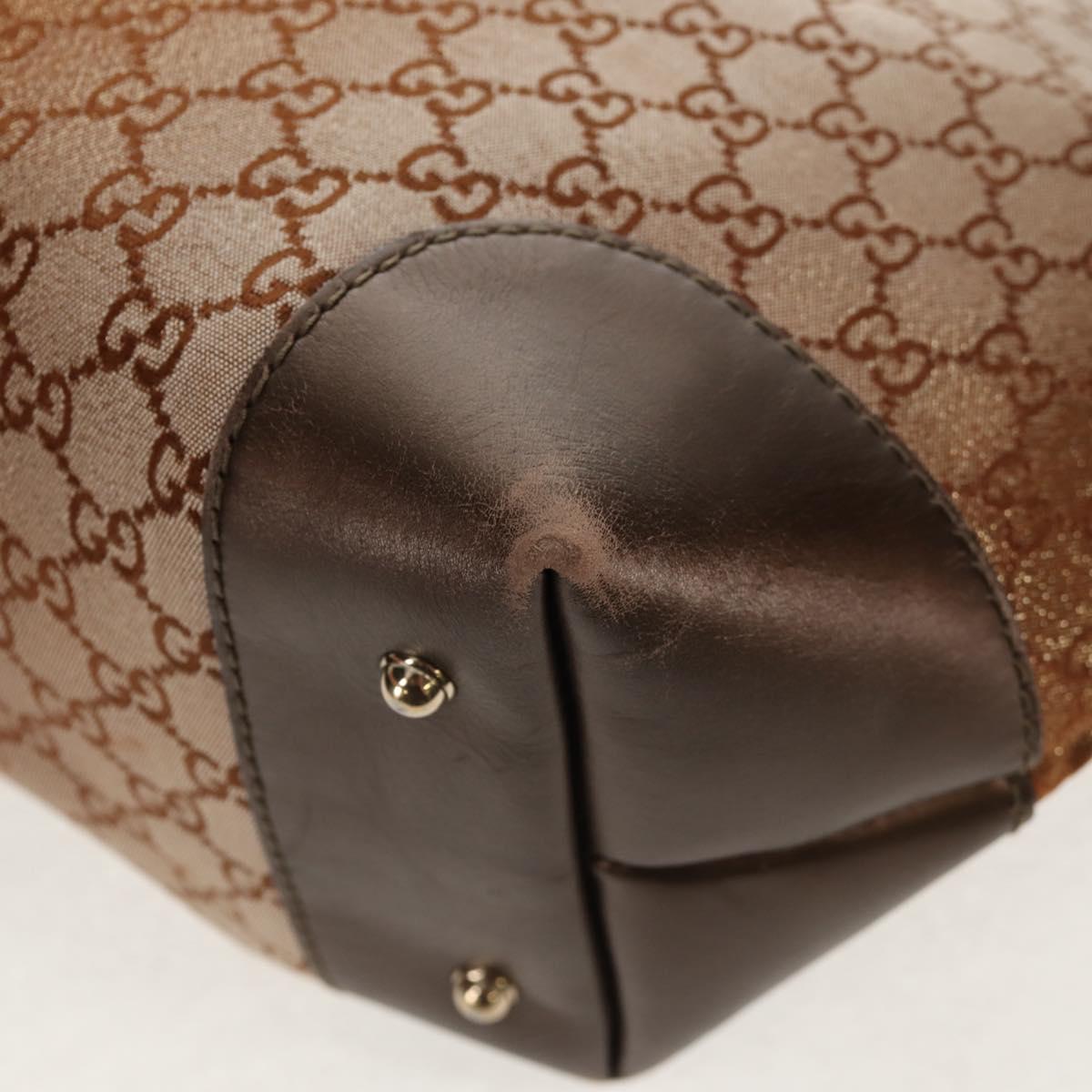 GUCCI GG Canvas Tote Bag Brown Gold Tone Auth ep11063