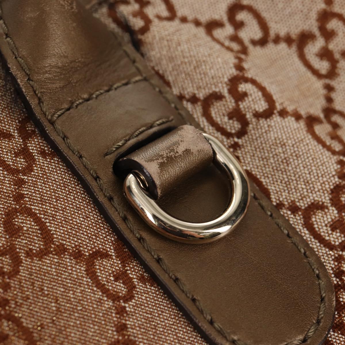 GUCCI GG Canvas Tote Bag Brown Gold Tone Auth ep11063