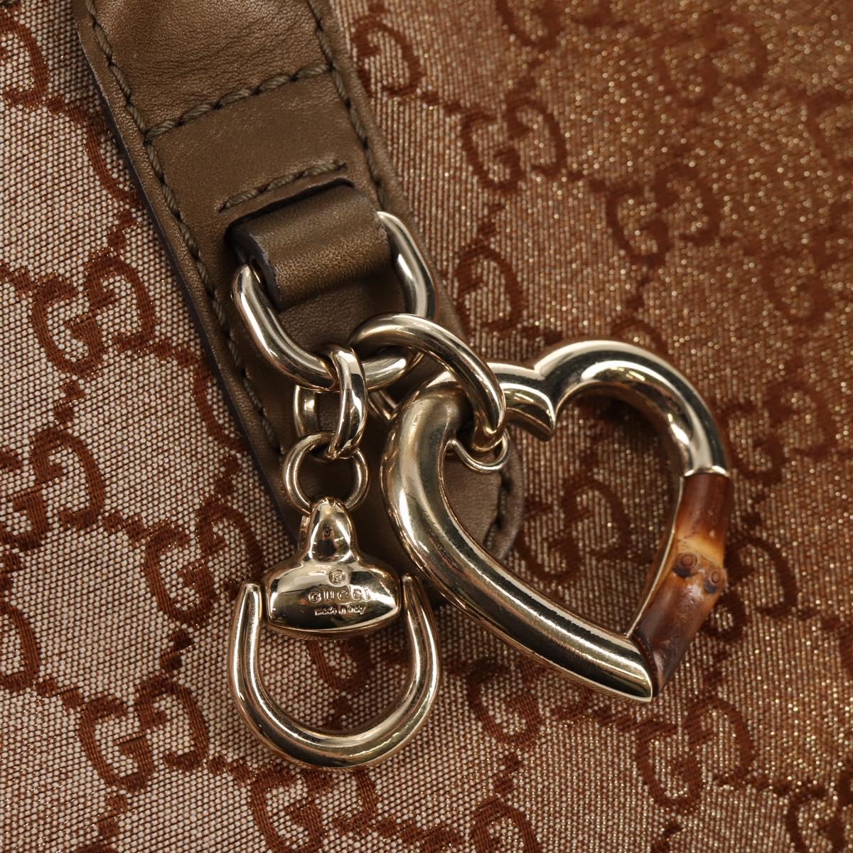 GUCCI GG Canvas Tote Bag Brown Gold Tone Auth ep11063