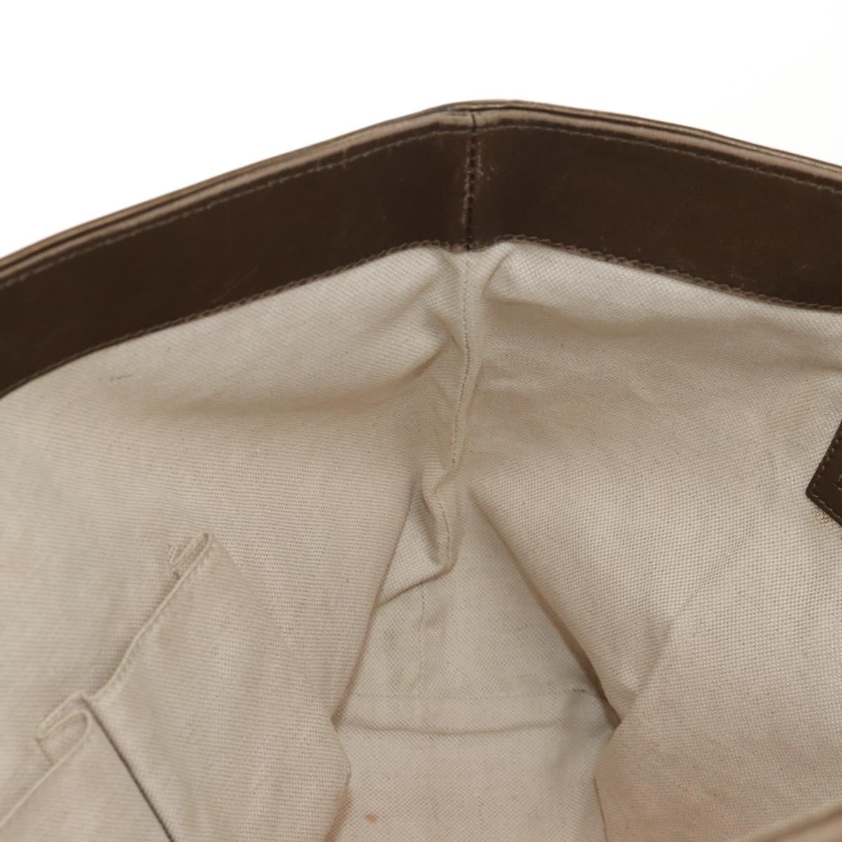 GUCCI GG Canvas Tote Bag Brown Gold Tone Auth ep11063