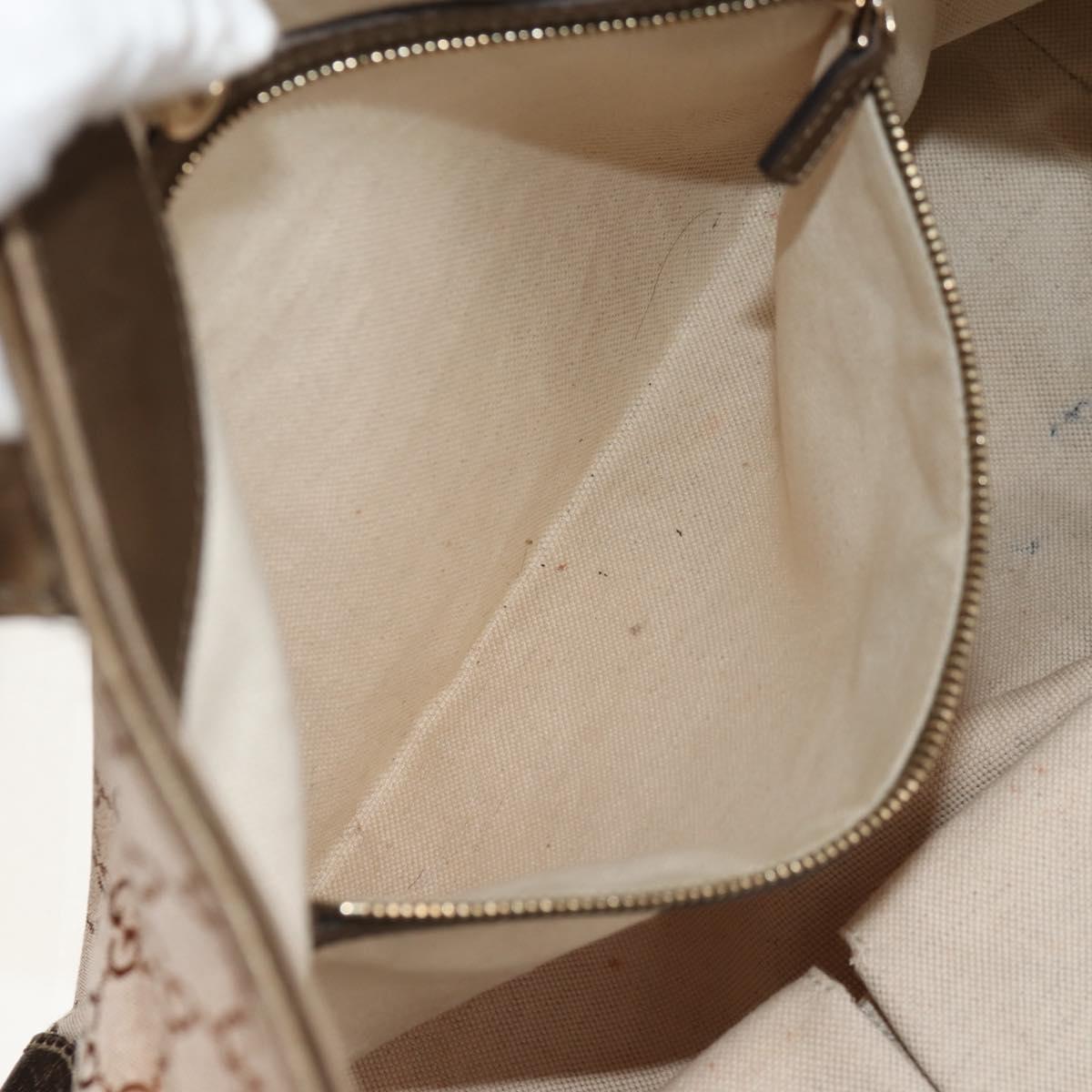 GUCCI GG Canvas Tote Bag Brown Gold Tone Auth ep11063