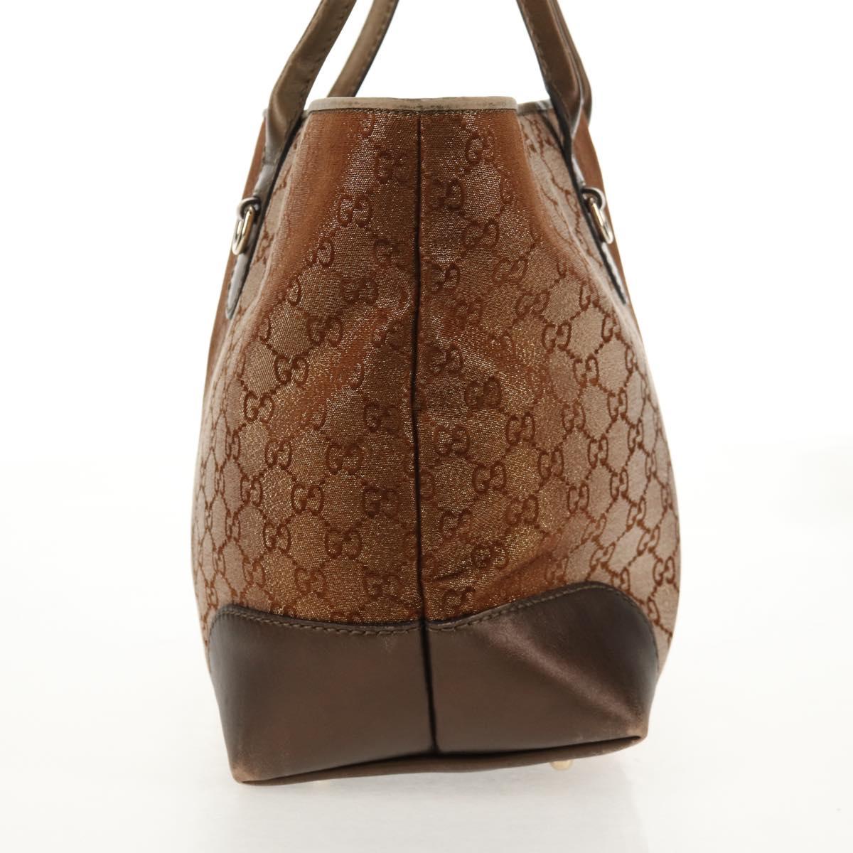 GUCCI GG Canvas Tote Bag Brown Gold Tone Auth ep11063